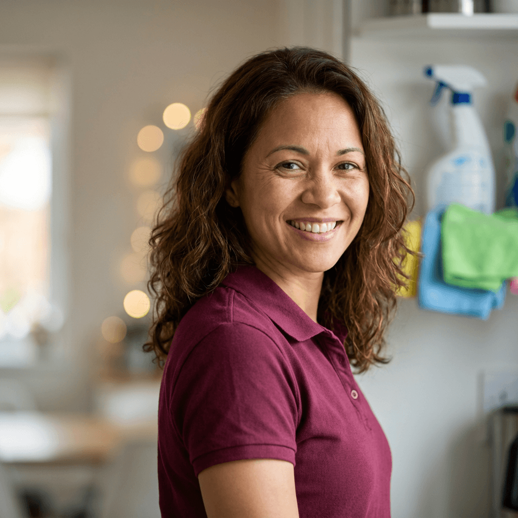 Older woman smiling on her porch