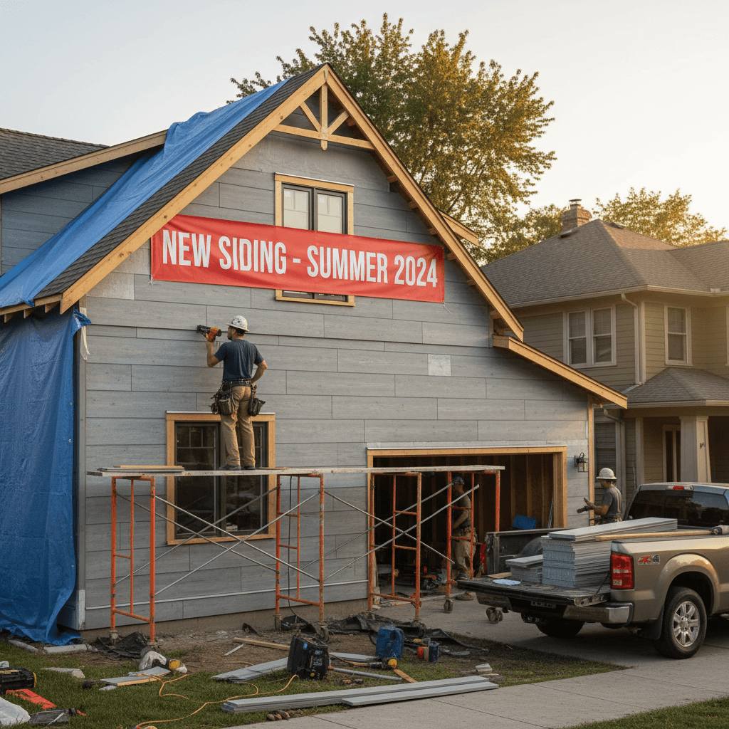 Contractor installing new siding on a home