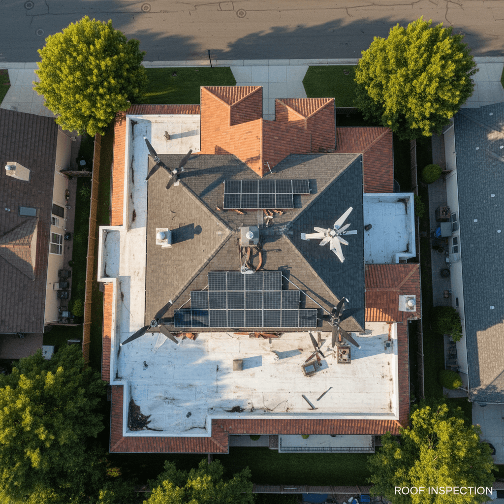 Drone inspection of a residential roof for replacement planning