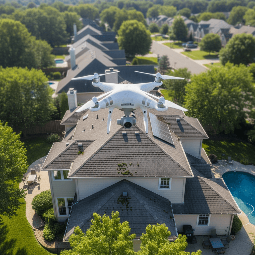 Drone inspection of a steep roof