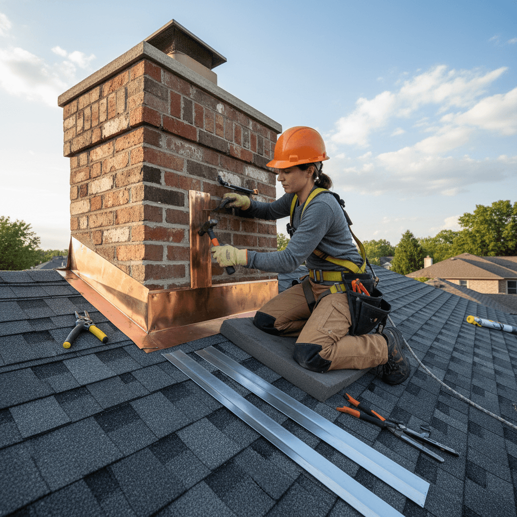 Repairing chimney flashing