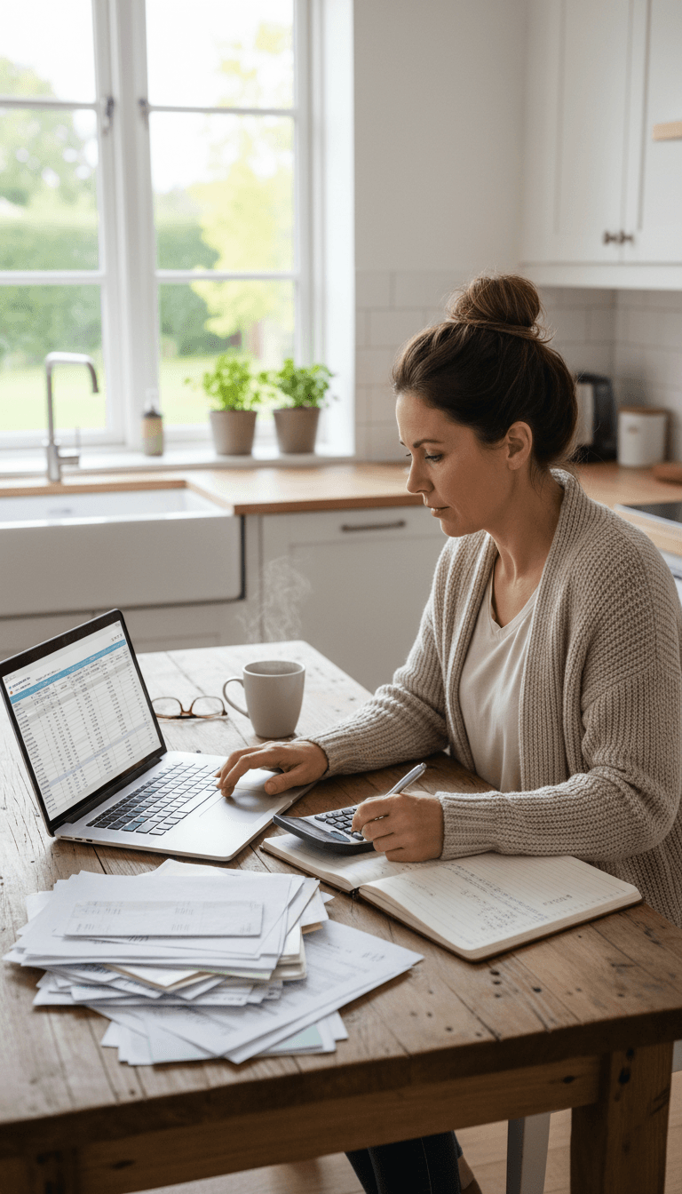 Homeowner reviewing Hearth financing terms at home
