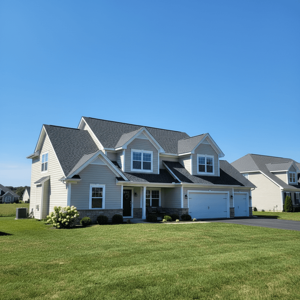 New shingle roof on a suburban home